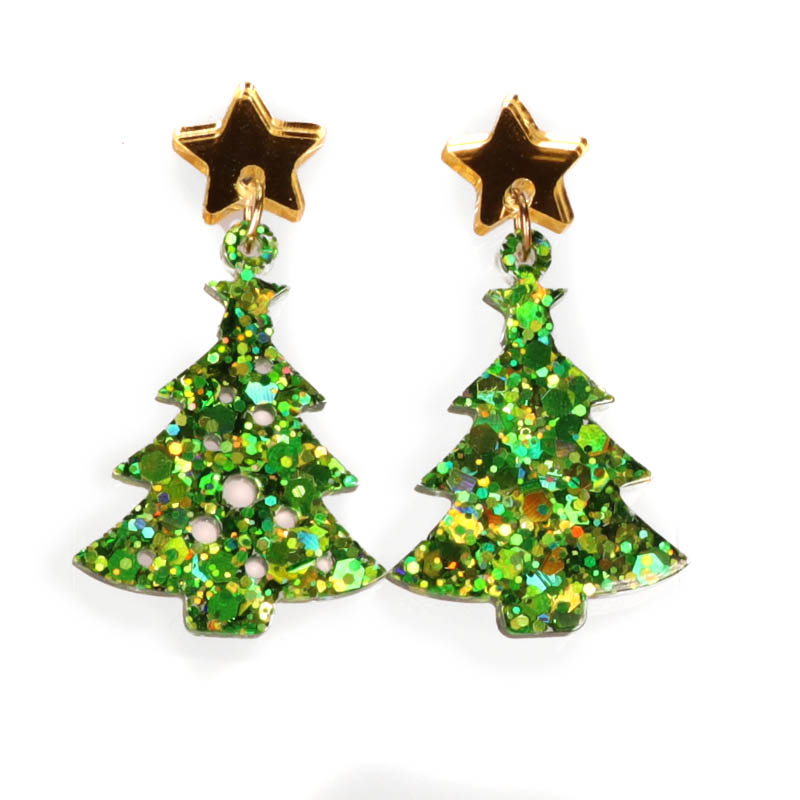 Lime Christmas Tree resin stud earrings Lime Christmas Tree resin stud earrings